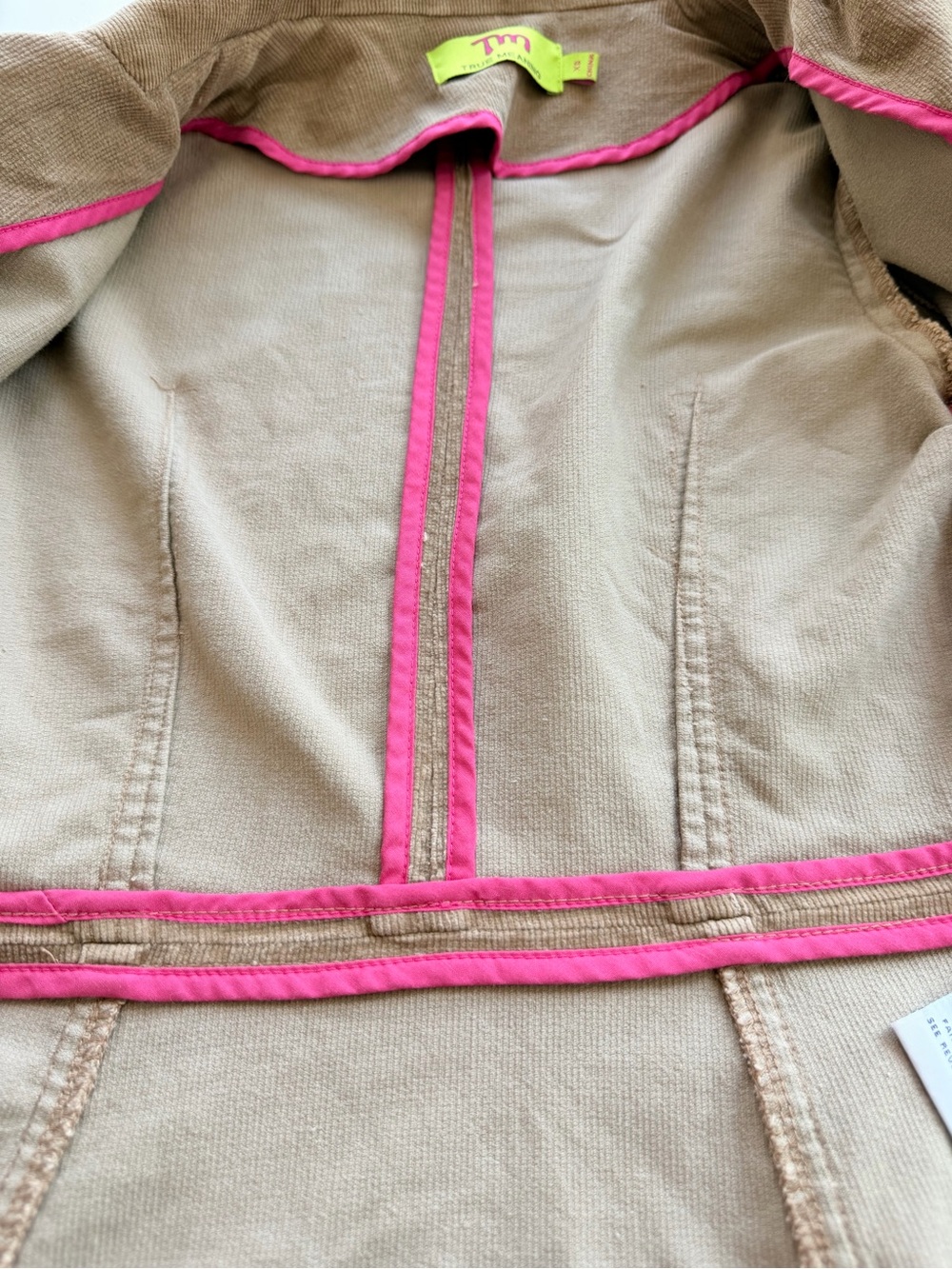 Y2K True Meaning Tan Corduroy Blazer with Yellow Floral Embroidery XS Vintage - Picture 10 of 10